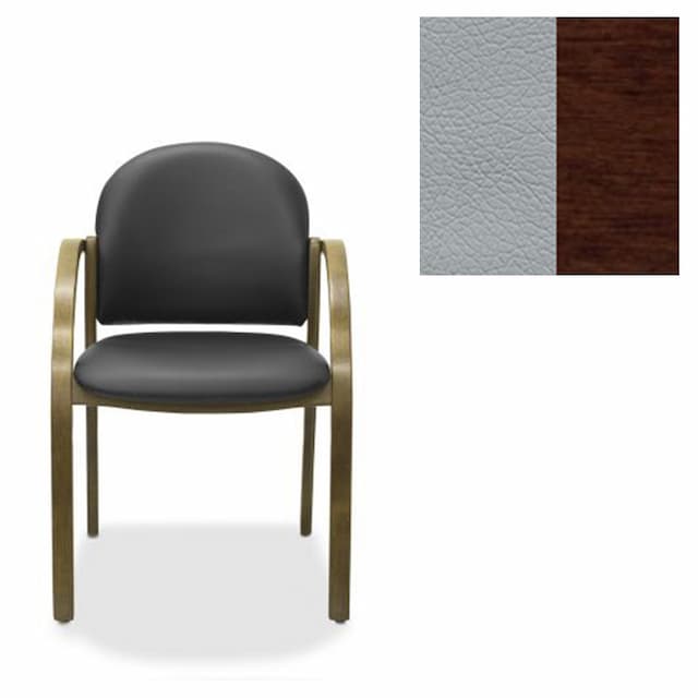 Офисный стул Юнитекс Джуно экокожа премиум светло-серая CN1132/дерево-орех гамильтон