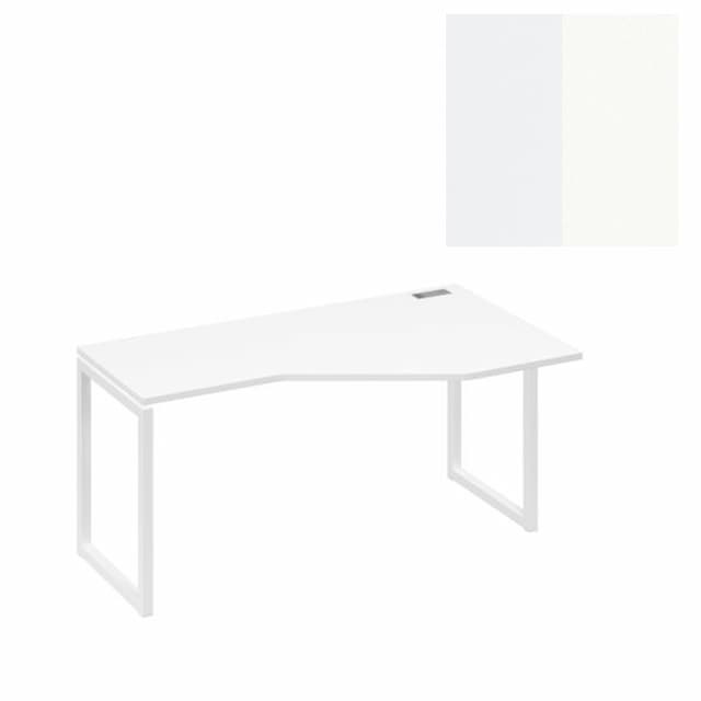Стол эргономичный правый Юнитекс А4 "Техно" на металлокаркасе QUATTRO А4 Б4 056 БП (160x90x75) белый премиум/металлокаркас белый