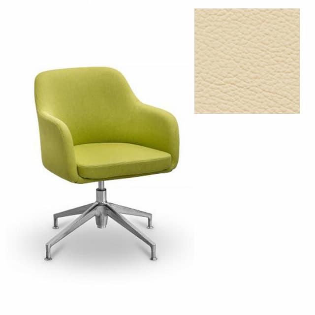 Кресло посетителя Юнитекс Lazy натуральная кожа с компаньоном светло-бежевая Savanna