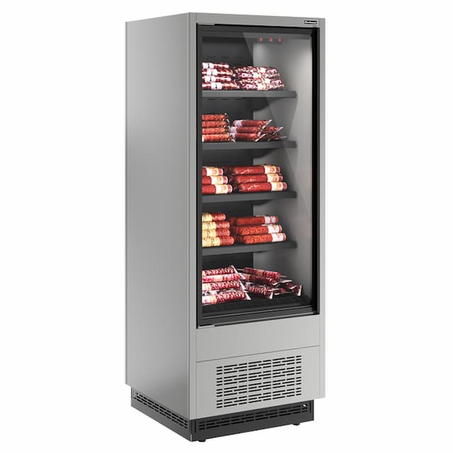 Витрина холодильная Carboma FC20-07 VV 0,7-1 0300 боковина металлическая (9006-9005) Cube 2 STANDARD фронт X1