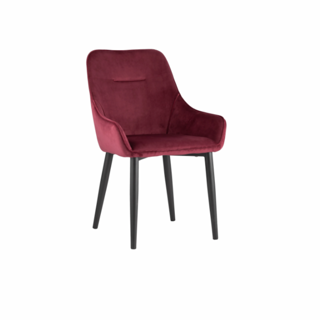Стул-полукресло Клен Дубай сгр118 с мягким сиденьем, с черными матовыми ножками  (вельвет, бордовый)