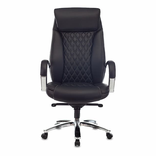 Кресло руководителя Бюрократ T-9924SL черный кожа крестов. металл хром