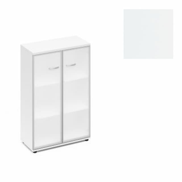 Шкаф средний со стеклом в алюминиевой рамке Юнитекс А4 (78x36.4x119.4) А4 9367 БП белый премиум