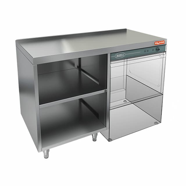 Стол закрытый с трех сторон с полкой под посудомоечную машину Hicold НБМСЗОКП-12/7П